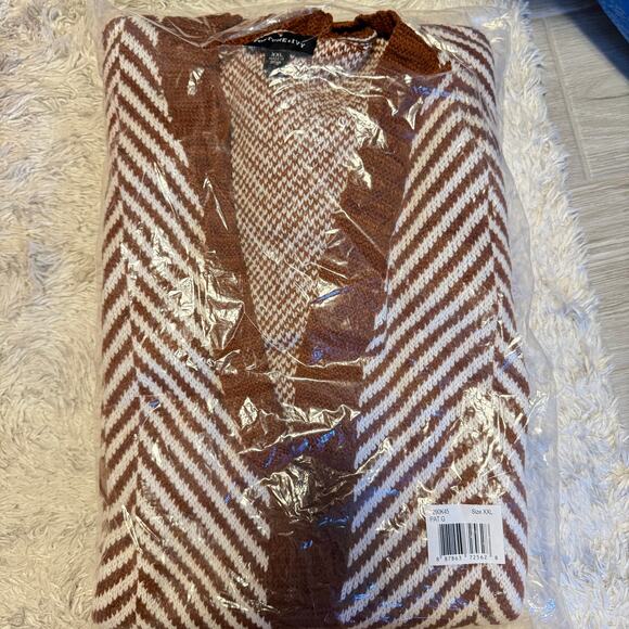 Stitch Fix Fortune + Ivy Womens Long Knit Cardigan Size XXL Chevron Stripe Rust - Picture 5 of 8